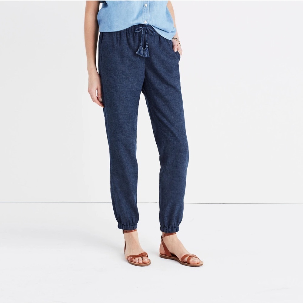 Madewell Shorewalk Cover-Up Blue Linen Blend Pants Size Medium